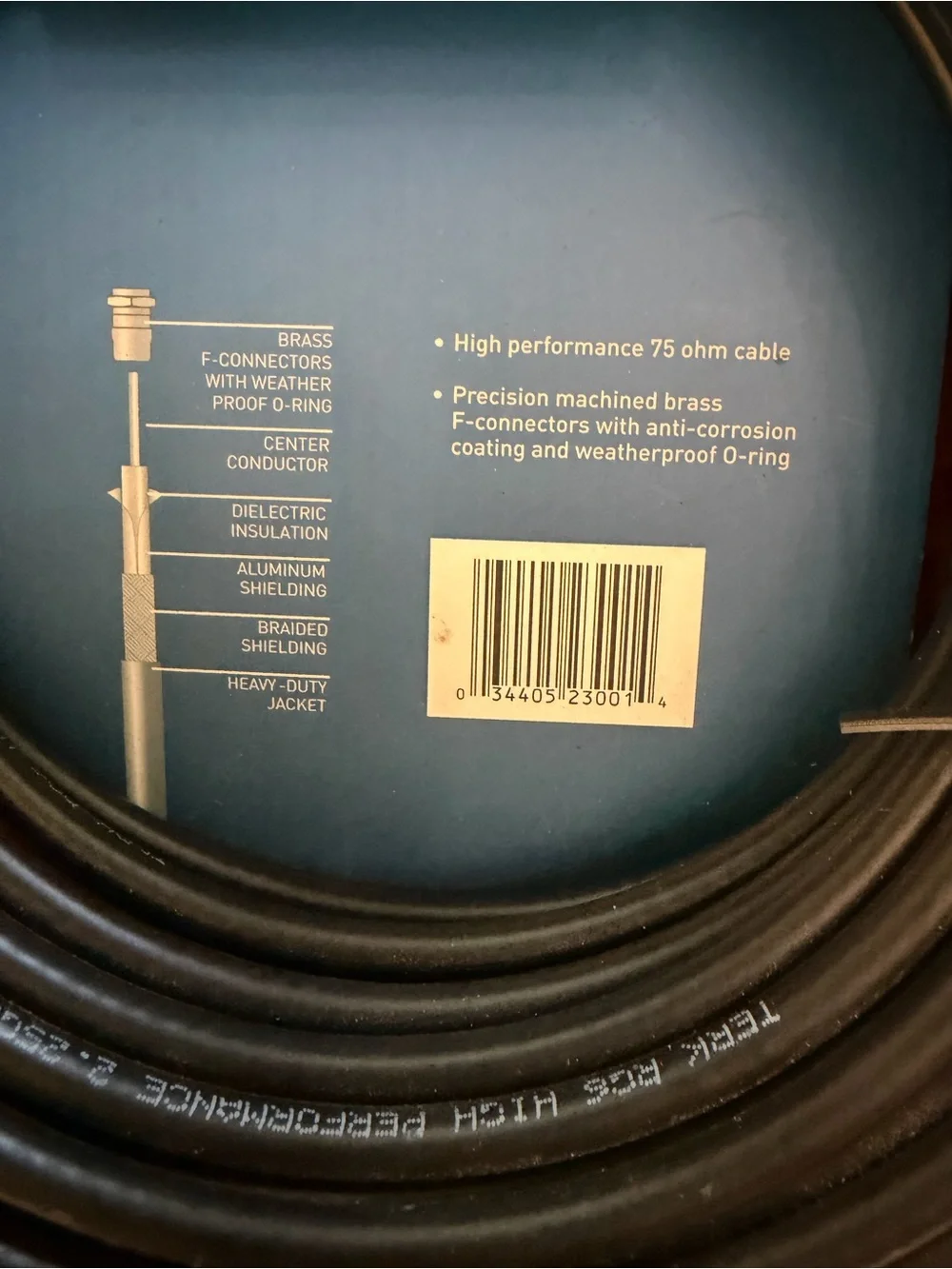 100' RG6 Coaxial Cable — Black